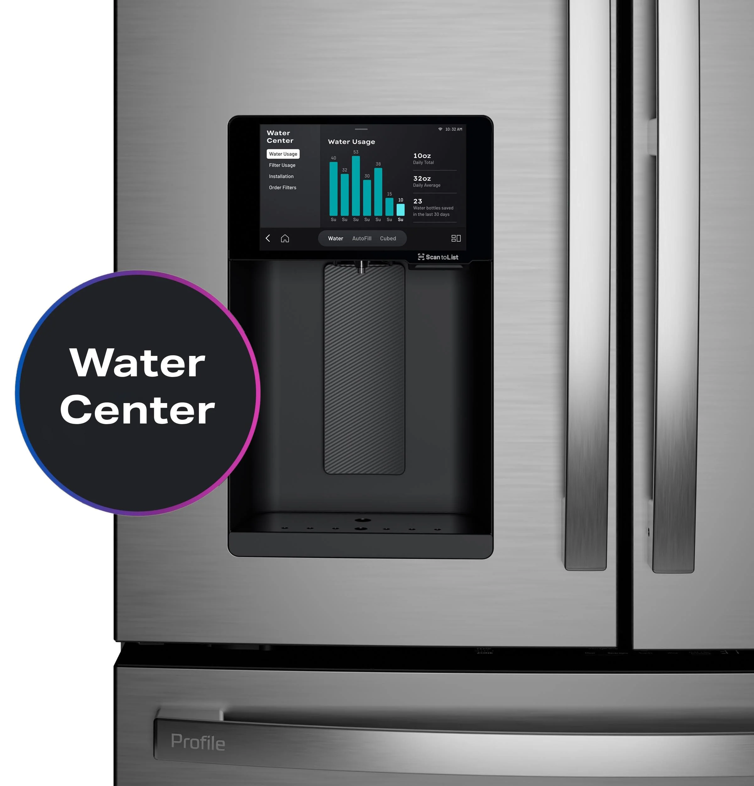 PXD22HYYFS GE Profile™ ENERGY STAR® 22.4 Cu. Ft. Smart Counter-Depth 4-Door French-Door Refrigerator with Kitchen Assistant™ - Image 31