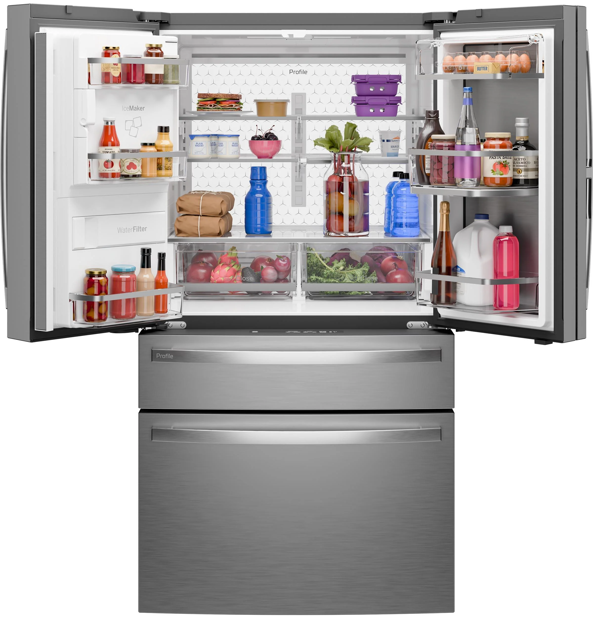PXD22HYYFS GE Profile™ ENERGY STAR® 22.4 Cu. Ft. Smart Counter-Depth 4-Door French-Door Refrigerator with Kitchen Assistant™ - Image 5