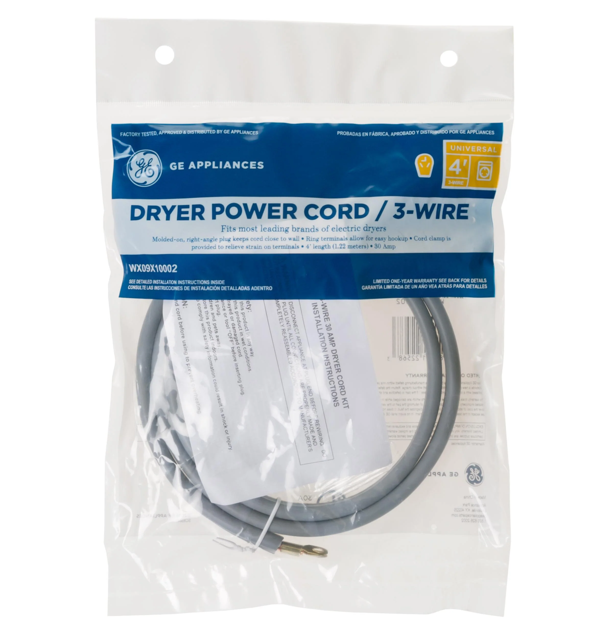Ge Appliances WX09X10002 4' 30Amp 3 Wire Dryer Cord - Image 5