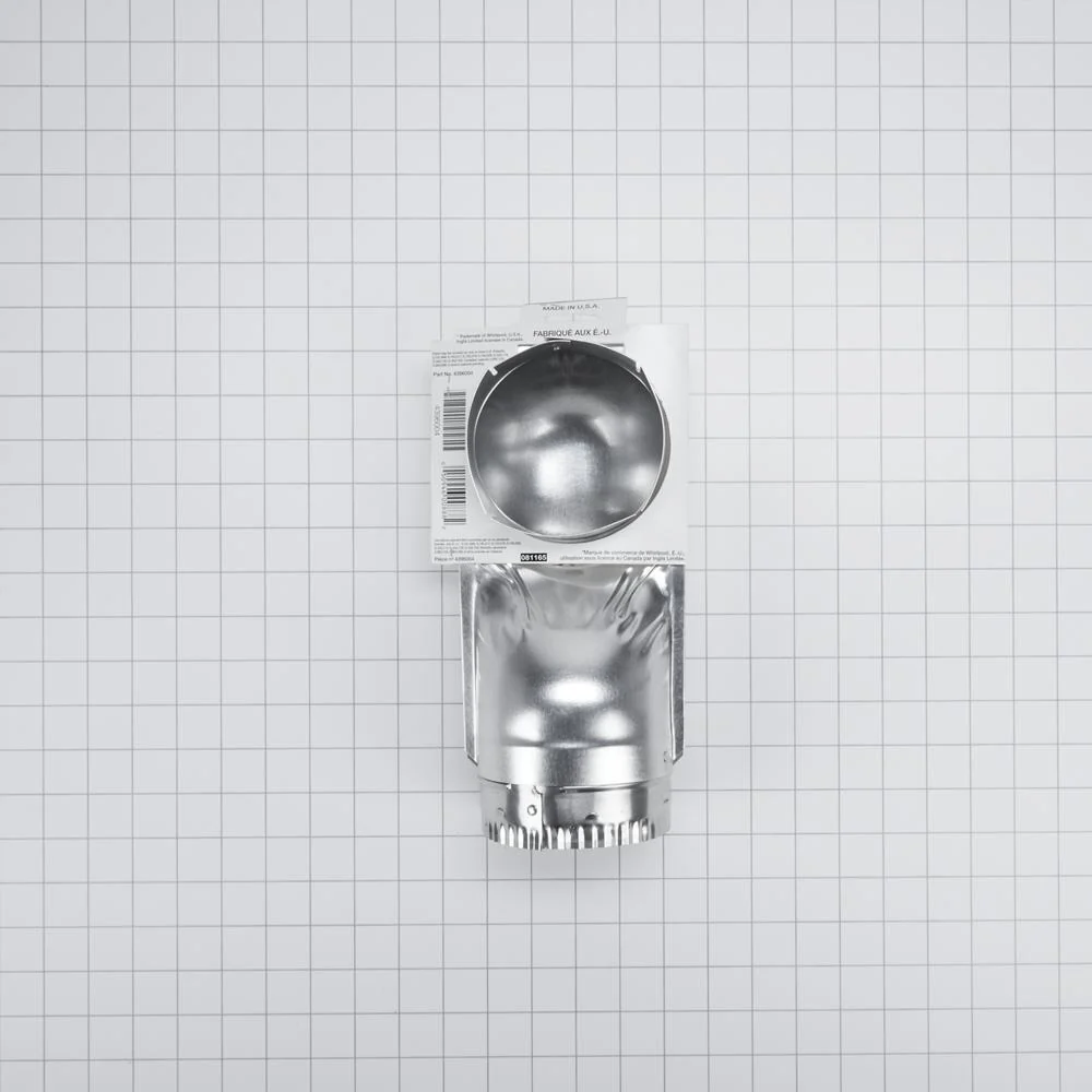 Kitchenaid 4396004 4.5" Silver Dryer Exhaust Duct with 90-degree elbow, 1 male inlet connection, snap-lock fittings, and rotating collars - Image 3
