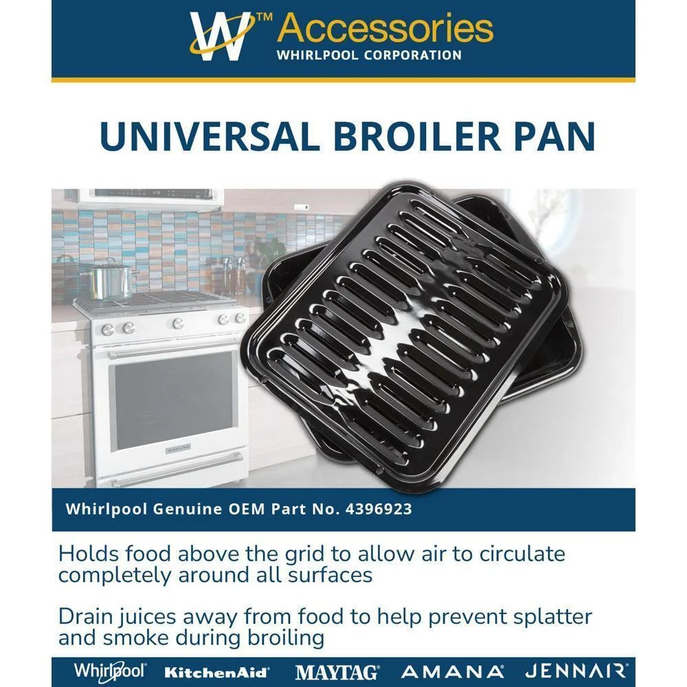 Kitchenaid 4396923 Premium Range Porcelain Broiler Pan and Roasting Rack (Includes Pan and Grid) - Image 7