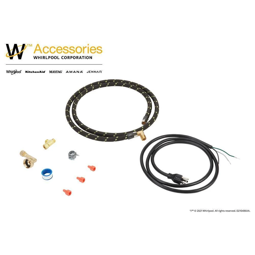 Kitchenaid 8212488RC Dishwasher Water Line Installation Kit with 6' braided hose, 3/8" compression fitting, washers, and 5' 3-prong cord - Image 10