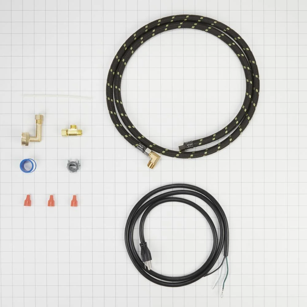 Kitchenaid 8212488RC Dishwasher Water Line Installation Kit with 6' braided hose, 3/8" compression fitting, washers, and 5' 3-prong cord - Image 2