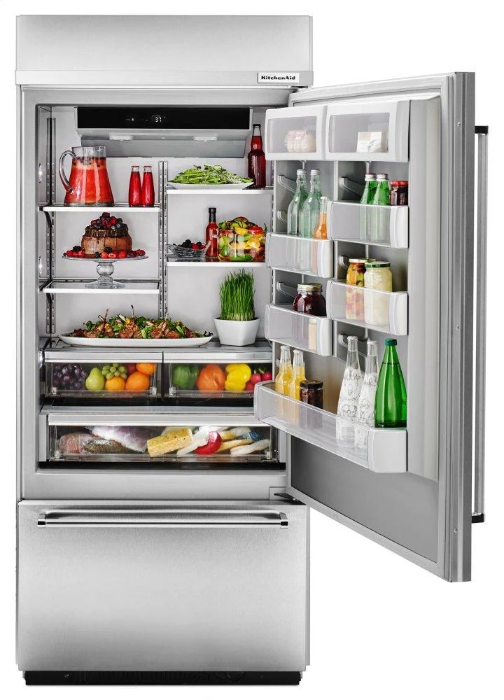 Kitchenaid KBBL206ESS Built-In Stainless Bottom Mount Refrigerator 20.9 Cu. Ft. 36" Width - Stainless Steel - Image 3