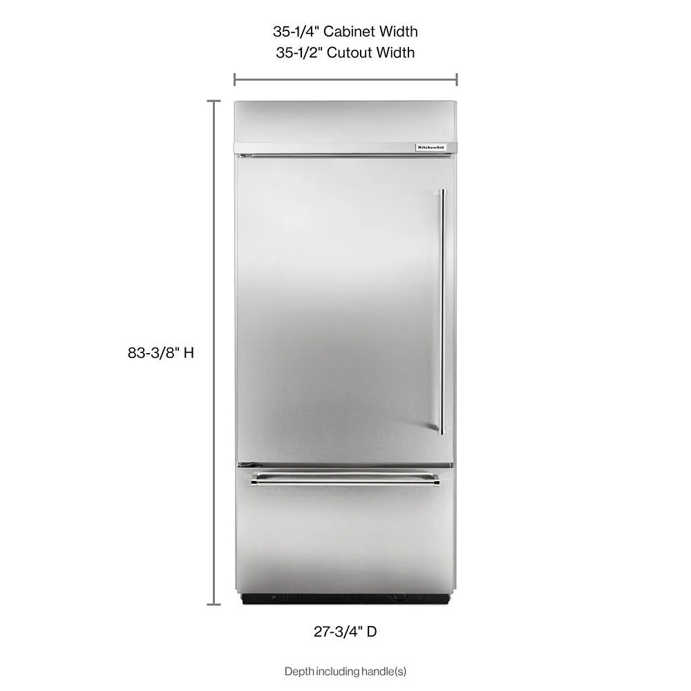 Kitchenaid KBBL306ESS 20.9 Cu. Ft. 36" Width Built-In Stainless Bottom Mount Refrigerator with Platinum Interior Design - Image 3