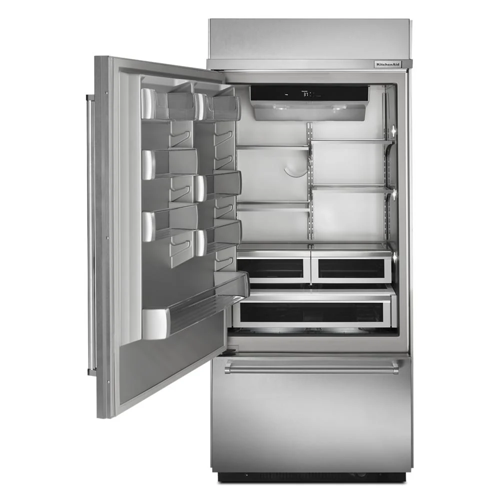 Kitchenaid KBBL306ESS 20.9 Cu. Ft. 36" Width Built-In Stainless Bottom Mount Refrigerator with Platinum Interior Design - Image 7