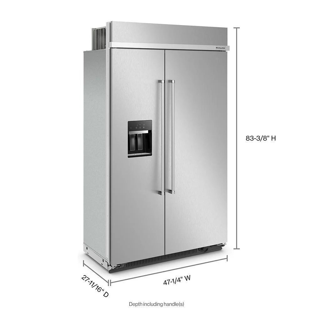 Kitchenaid KBSD708MPS 29.4 Cu. Ft. 48" Built-In Side-by-Side Refrigerator with Ice and Water Dispenser - Image 8