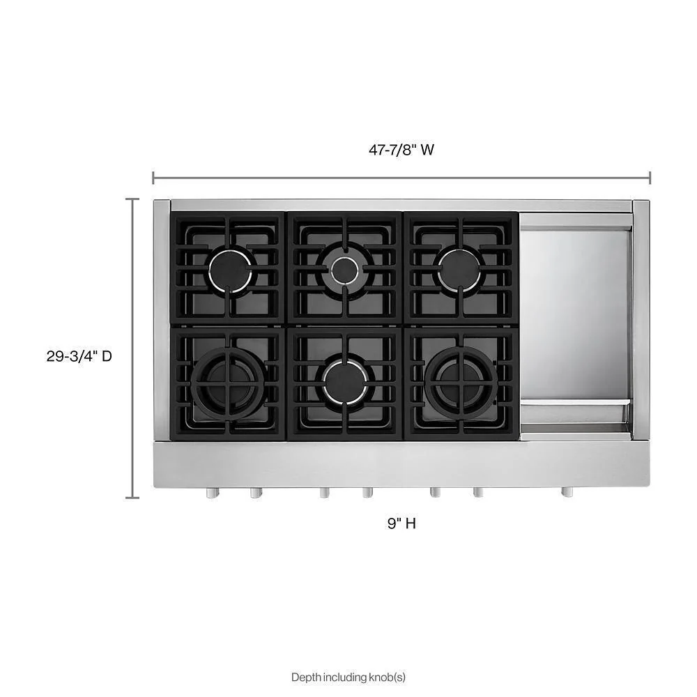 KCGC558JSS KitchenAid® 48'' 6-Burner Commercial-Style Gas Rangetop with Griddle - Image 2