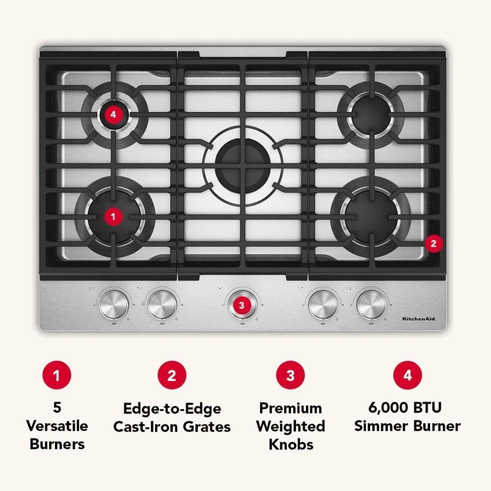 KCGK330SSS KitchenAid® 30 in. Gas Cooktop with 5 Versatile Burners - Image 17