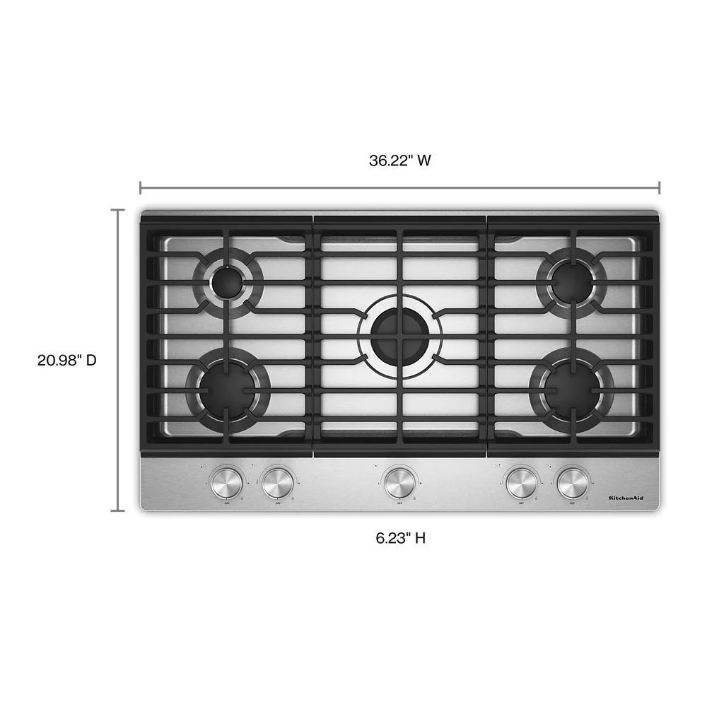 KCGK336SSS KitchenAid® 36 in. Gas Cooktop with 5 Versatile Burners - Image 4