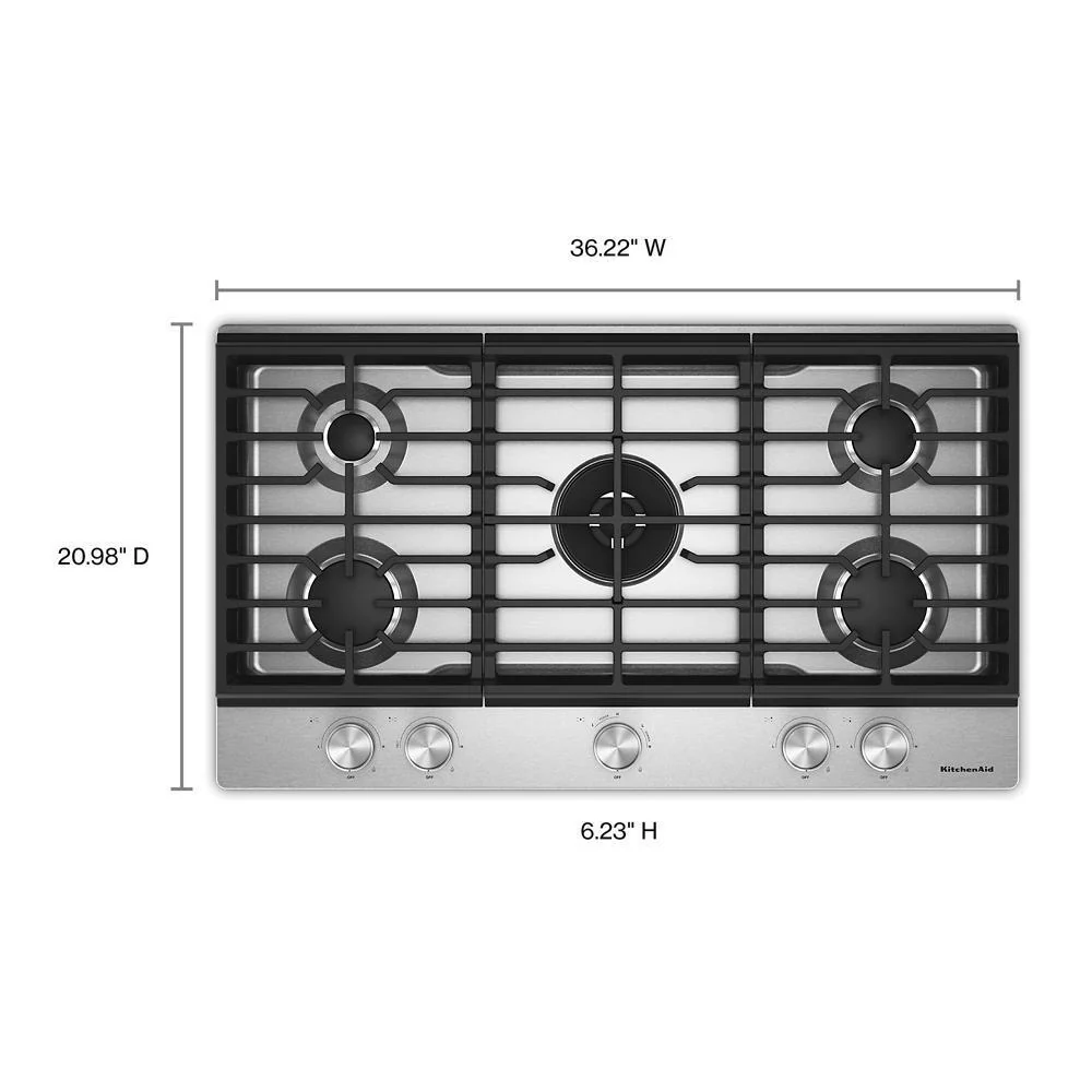 KCGK536SSS KitchenAid® 36 in. Gas Cooktop with 5 Burners and Integrated Wok Grate - Image 4