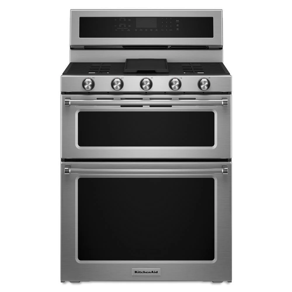 Kitchenaid KFGD500ESS 30-Inch 5 Burner Gas Double Oven Convection Range