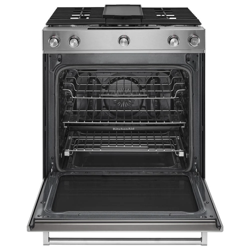 Kitchenaid KSDB900ESS 30-Inch 5-Burner Dual Fuel Convection Slide-In Range with Baking Drawer - Image 11