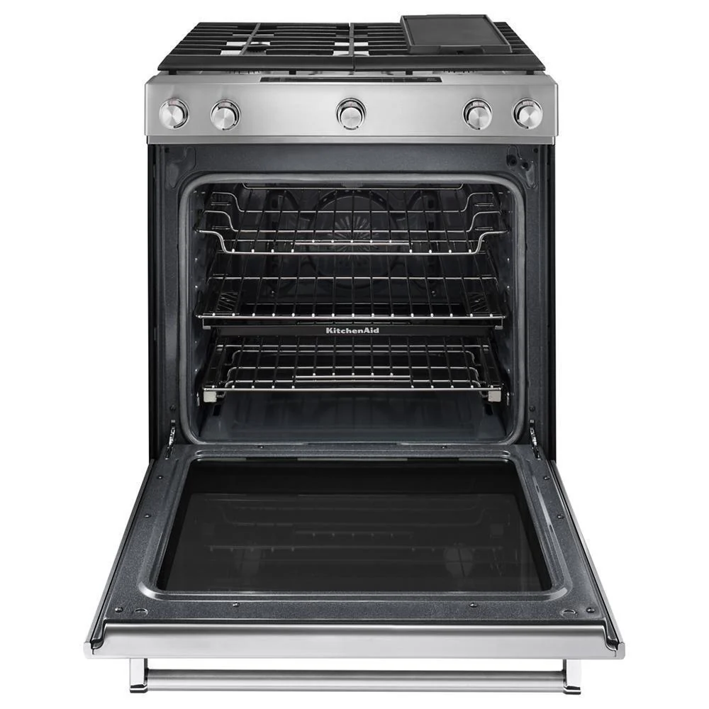 Kitchenaid KSGB900ESS 30-Inch 5 Burner Gas Convection Slide-In Range with Baking Drawer - Image 10