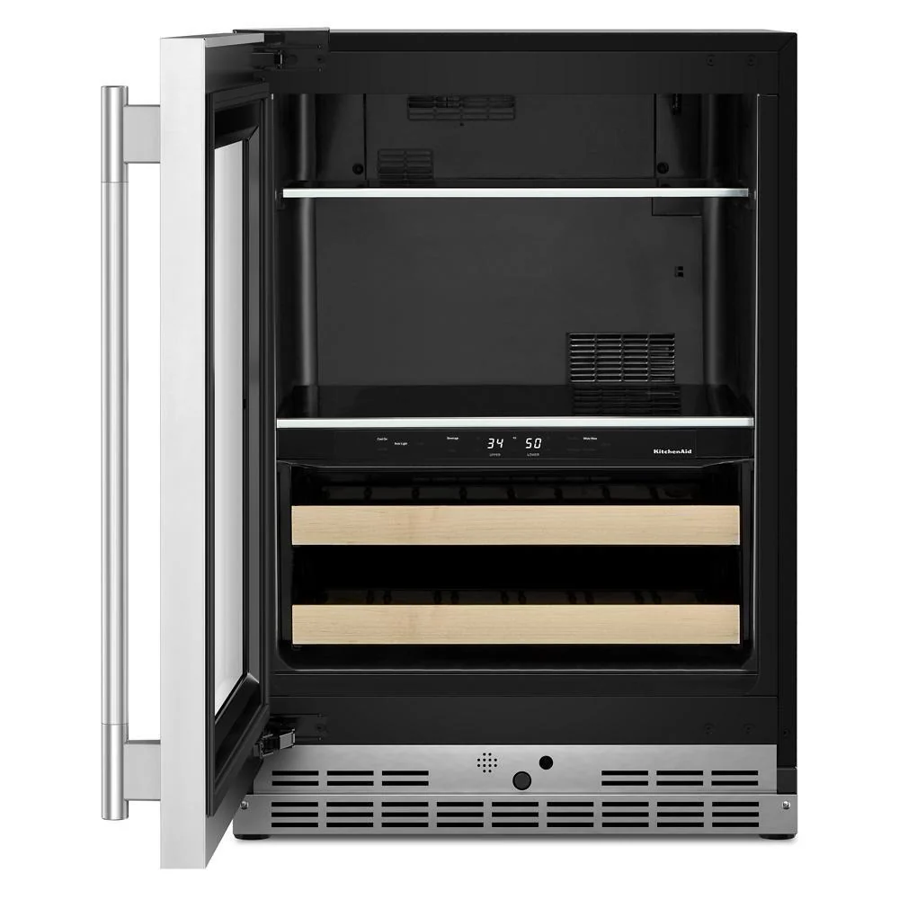 Kitchenaid KUBL524SPS 24" Beverage Center with Glass Door and Wood-Front Racks - Image 4
