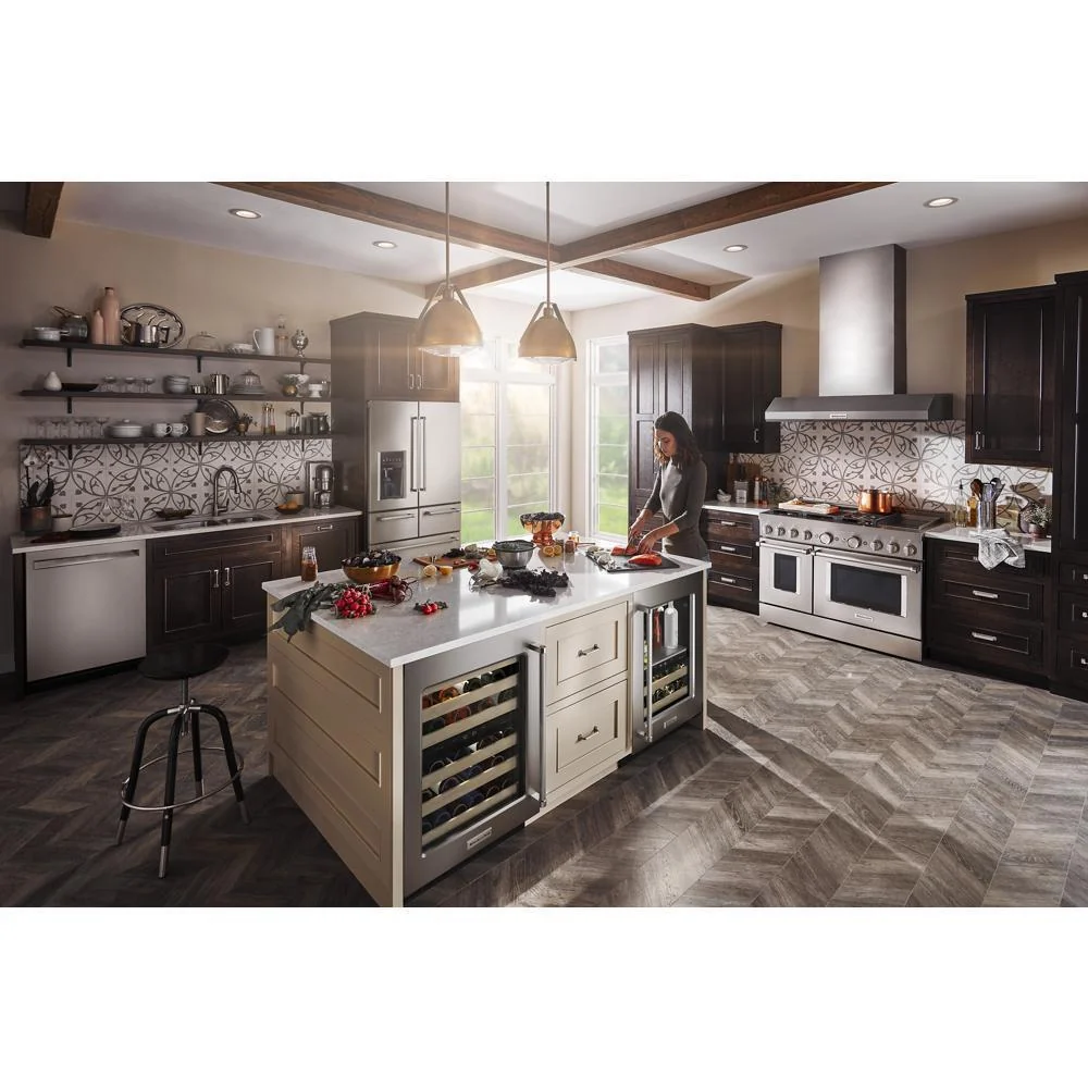 Kitchenaid KUBR214KSB 24" Beverage Center with Glass Door and Wood-Front Racks - Image 9