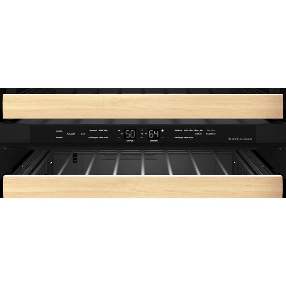 Kitchenaid KUWR214KSB 24" Undercounter Wine Cellar with Glass Door and Wood-Front Racks - Image 5