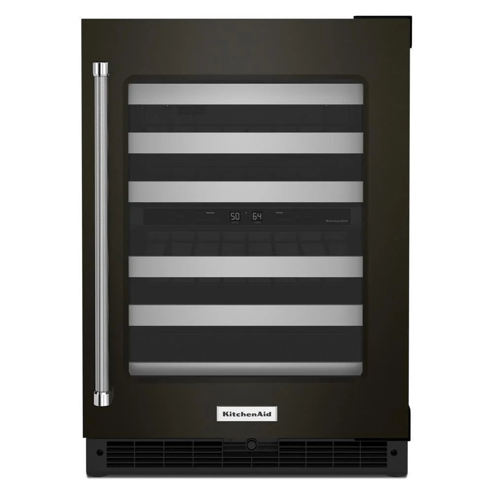 Kitchenaid KUWR314KBS 24" Undercounter Wine Cellar with Glass Door and Metal-Front Racks