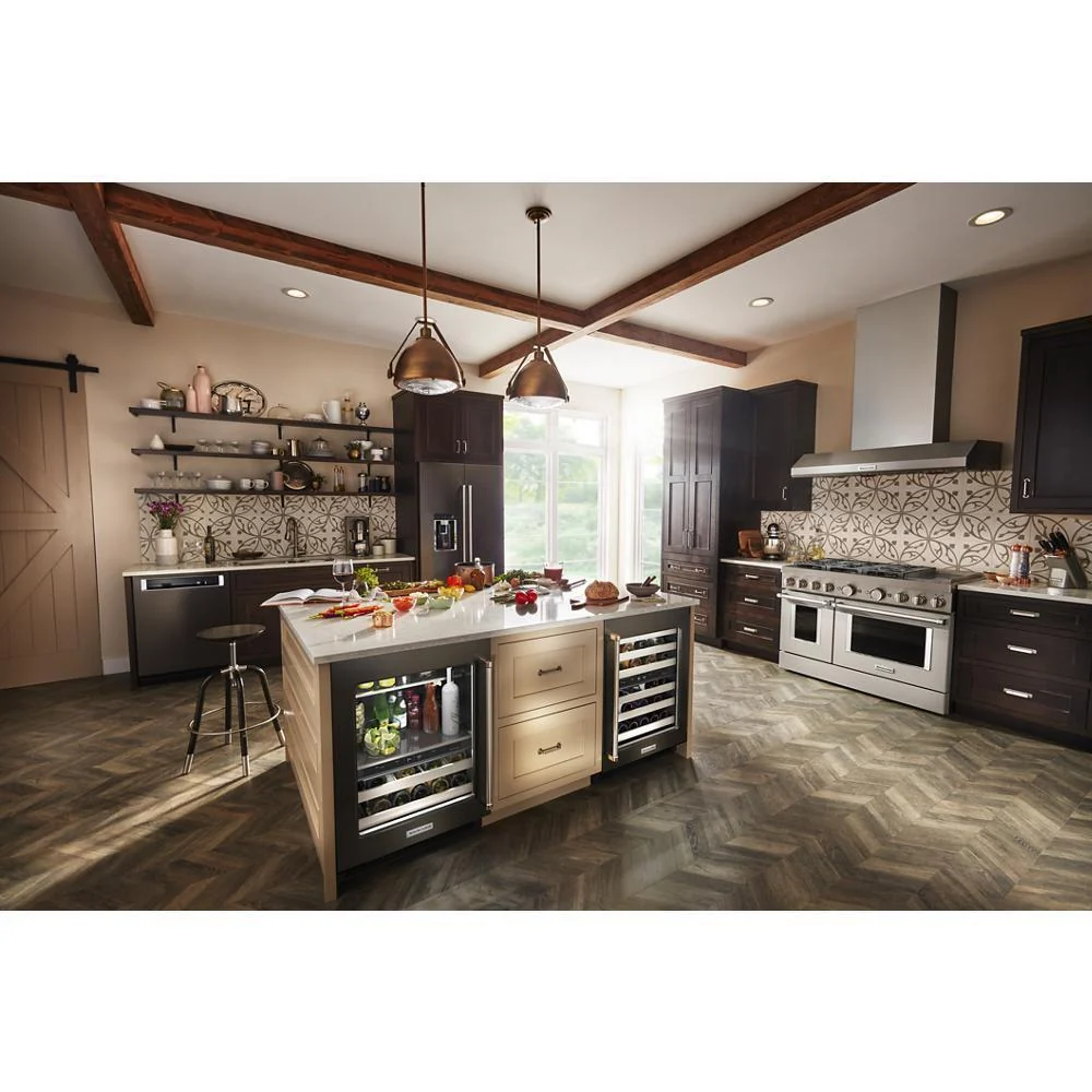 Kitchenaid KUWR314KBS 24" Undercounter Wine Cellar with Glass Door and Metal-Front Racks - Image 10
