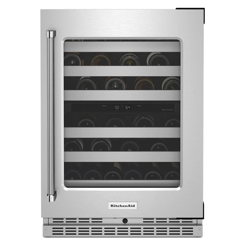 Kitchenaid KUWR314KSS 24" Undercounter Wine Cellar with Glass Door and Metal-Front Racks - Image 4