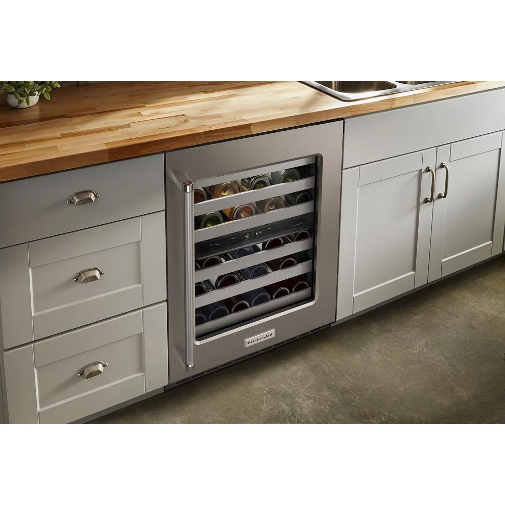 Kitchenaid KUWR314KSS 24" Undercounter Wine Cellar with Glass Door and Metal-Front Racks - Image 9