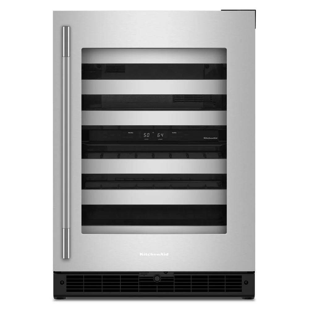 Kitchenaid KUWR324SSB 24" Undercounter Wine Cellar with Full-Extension Metal-Front Racks
