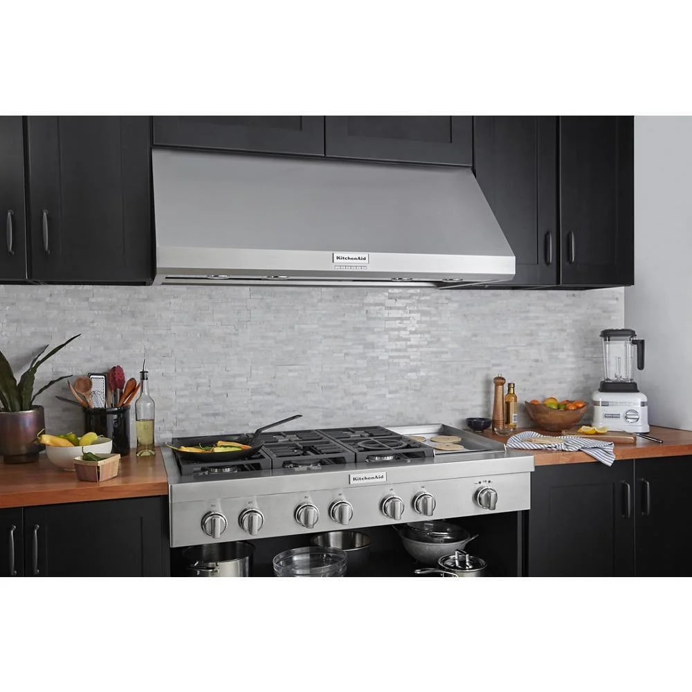 Kitchenaid KVWC908KSS 48'' 585 or 1170 CFM Motor Class Commercial-Style Wall-Mount Canopy Range Hood - Image 2