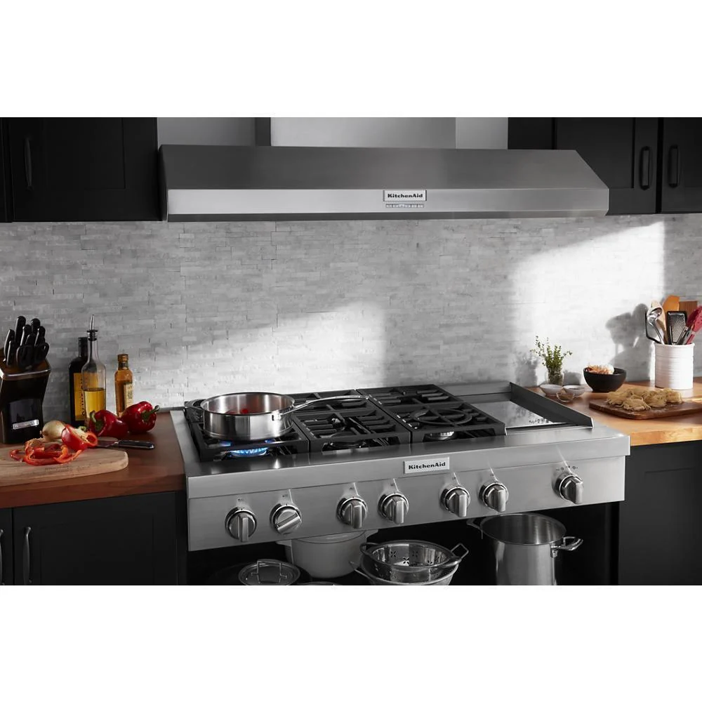 Kitchenaid KVWC958KSS 48'' 585 or 1170 CFM Motor Class Commercial-Style Wall-Mount Canopy Range Hood - Image 16