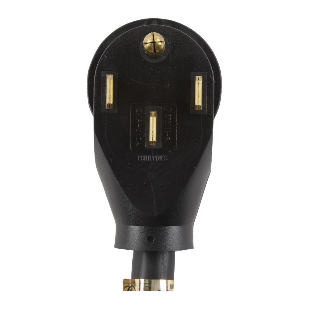 Kitchenaid PT600 6' Electric Range Power Cord, rated 40 A, 4-wire 4-ring terminal connectors, and right-angle 4-prong plug - Image 2