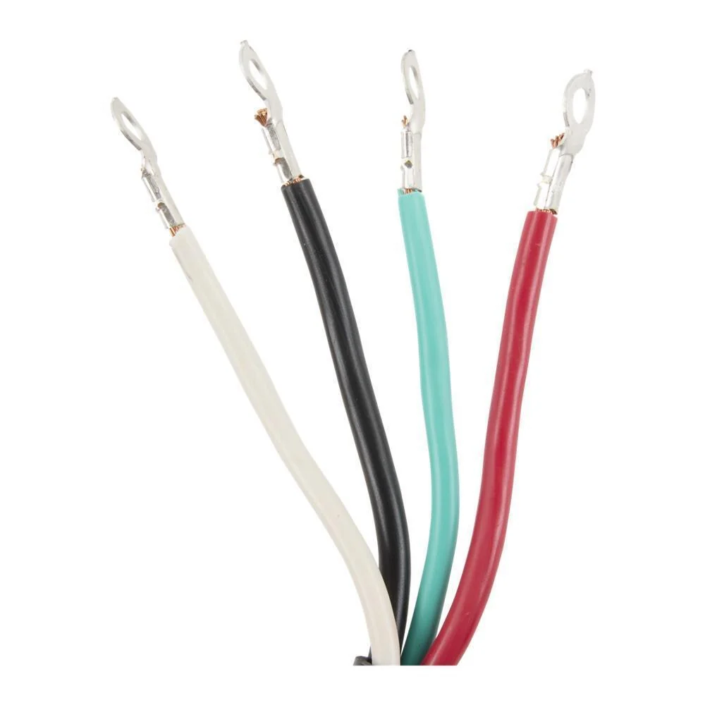 Kitchenaid PT600 6' Electric Range Power Cord, rated 40 A, 4-wire 4-ring terminal connectors, and right-angle 4-prong plug - Image 3