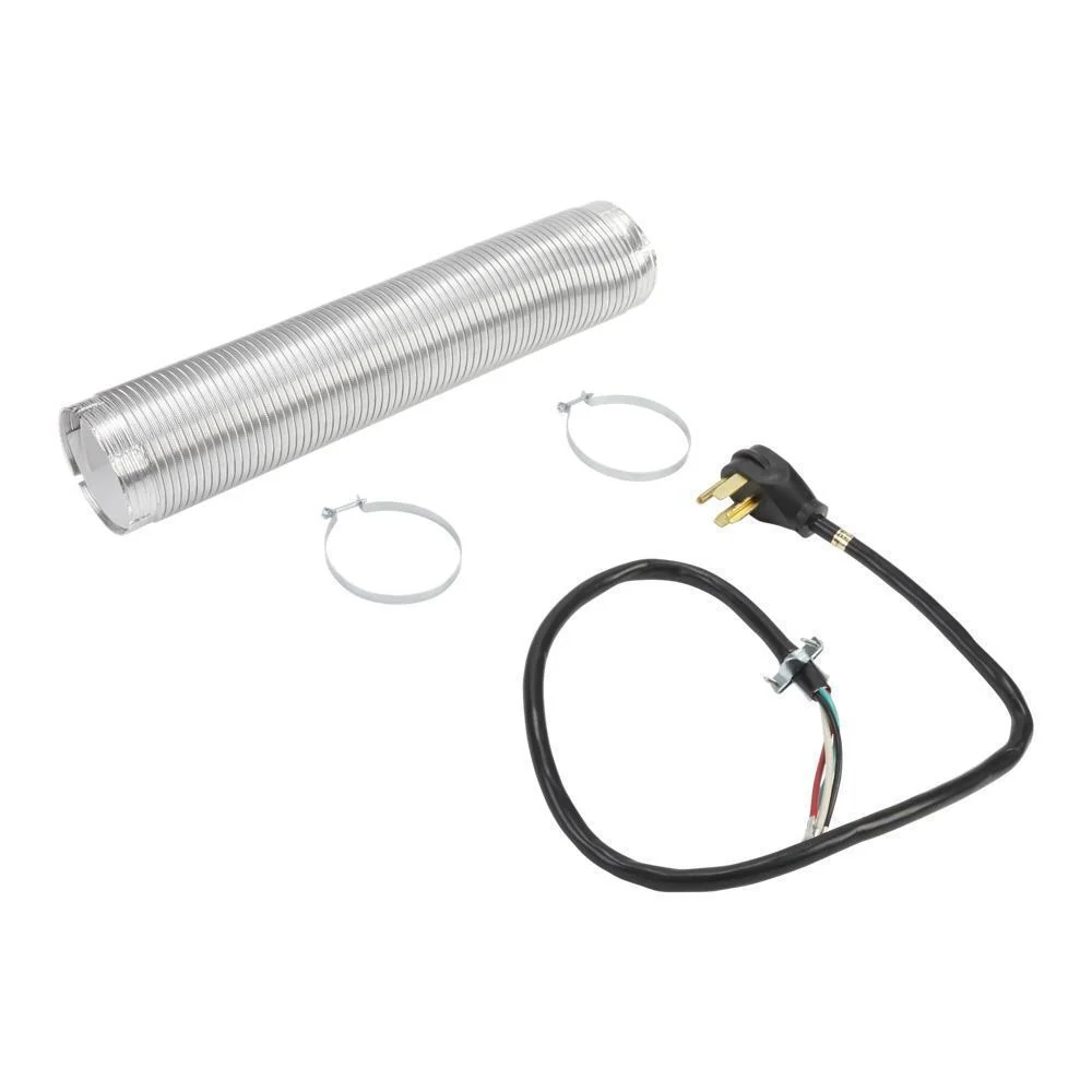 Kitchenaid W10182830RB Electric Dryer Vent Kit with 4' power cord, right-angle 4-prong plug, 8' metal slit-cuff vent, and 4" clamps (2 pack)