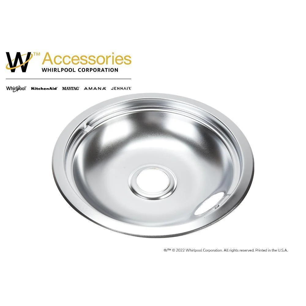 Kitchenaid W10196405RW Range Electric/Cooktop 8-IN Round Drip Bowl (Single-Pack) - Chrome for Non-Hinged, 2-Wire Plug Cooking Elements - Image 3