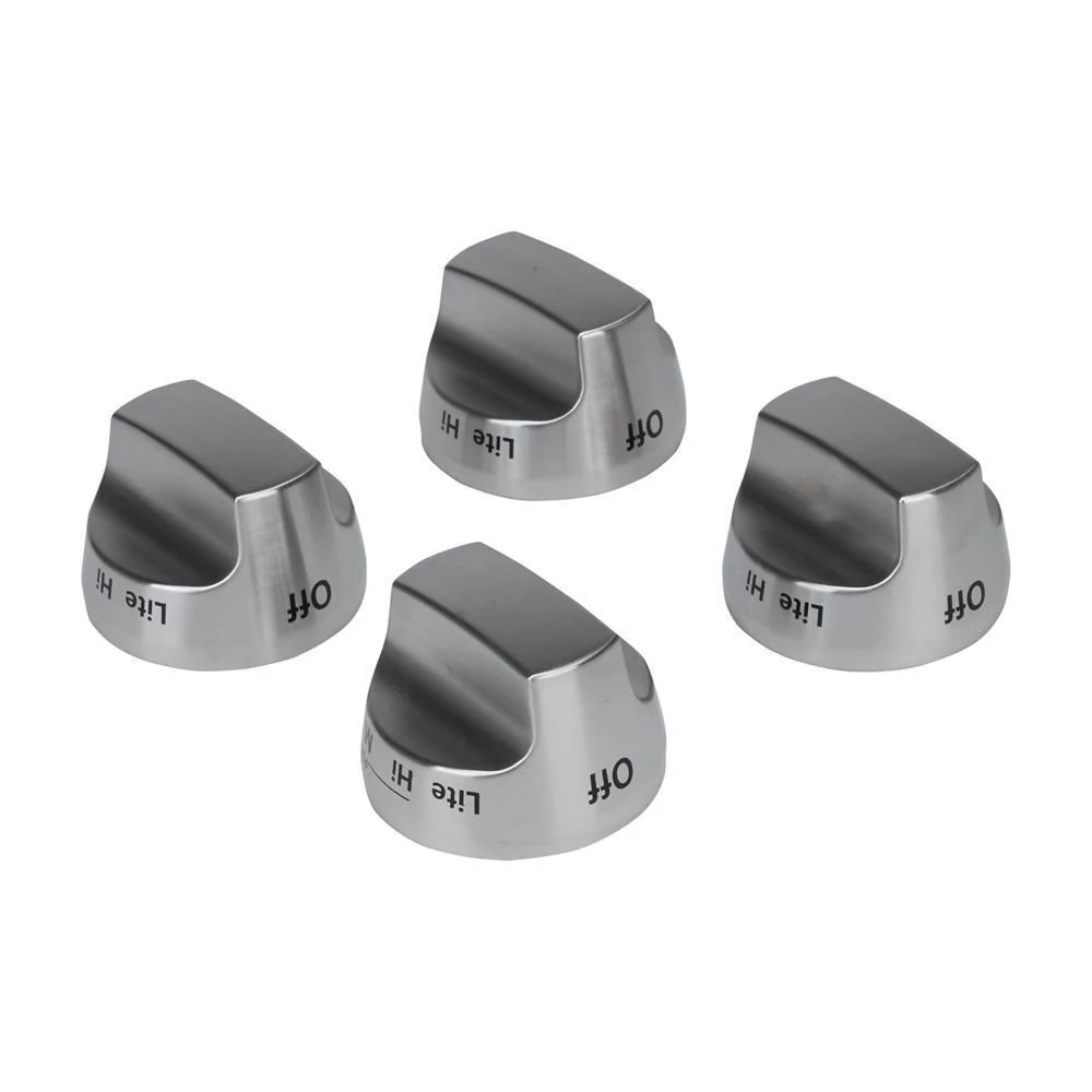 W10231702 KitchenAid 30-IN Range Bladed, Stemless, Brushed Burner Knobs Kit (Set of 4) - Stainless Steel