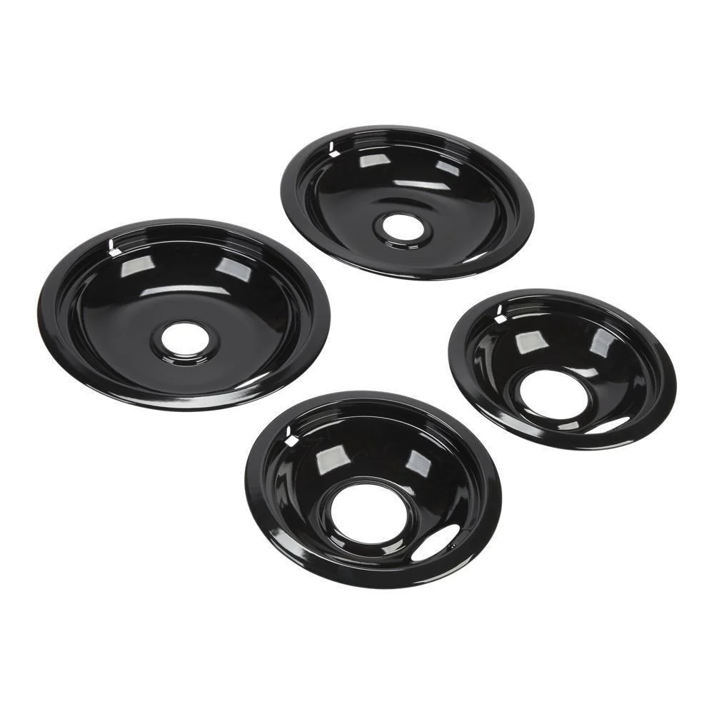 Kitchenaid W10288051 Range Electric/Cooktop 4-Pack Round Drip Bowls (Two 6-IN and Two 8-IN) - Black for Non-Hinged, 2-Wire Plug Cooking Elements