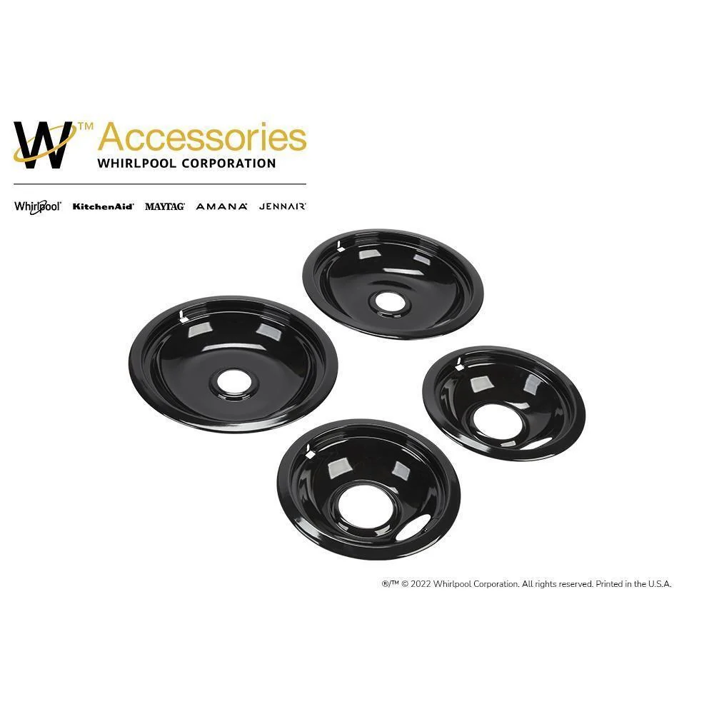 Kitchenaid W10288051 Range Electric/Cooktop 4-Pack Round Drip Bowls (Two 6-IN and Two 8-IN) - Black for Non-Hinged, 2-Wire Plug Cooking Elements - Image 2