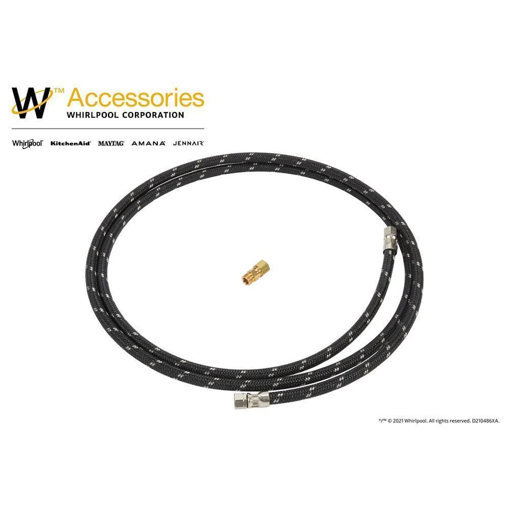 Kitchenaid W10505928RP Refrigerator Water Line Installation Kit, Black, with (1) 7'L industrial braided flexible hose and (1) brass union - Image 4