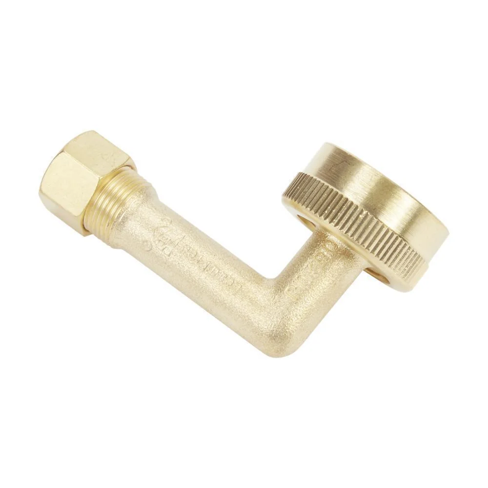 Kitchenaid W10685193 Dishwasher Brass Gooseneck Fitting with washer, 3/4" NH x 3/8" compression fitting
