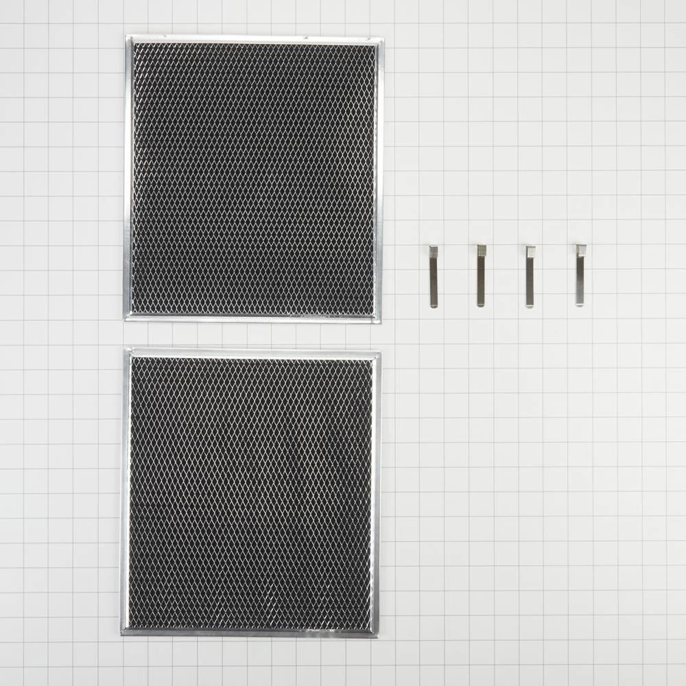 Kitchenaid W10905733 Range Hood Charcoal Filter, Silver, with (2) 16 1/2" X 11 1/2" filters, and 4 spring clips - Image 2