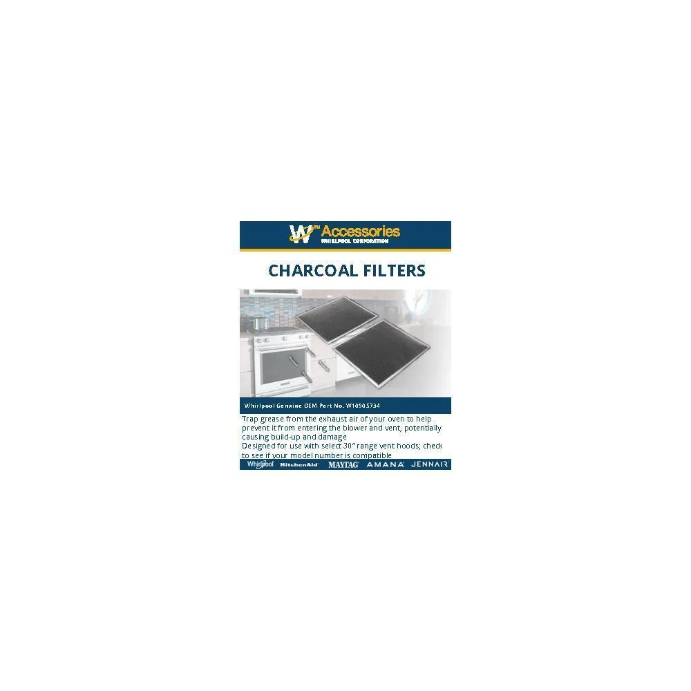 Kitchenaid W10905734 30-IN Range Hood Recirculation Filter Kit - Silver (Includes Two 16 1/2-IN X 11 1/2-IN Charcoal Filters and Four Clips) - Image 5
