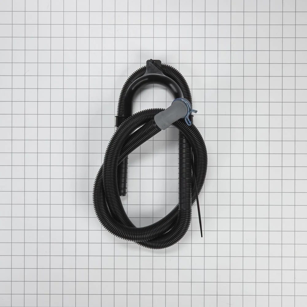 Kitchenaid W11281268 6' Black flexible washer drain hose with elbow bracket, 1" inner diameter grey 90-degree coupler & metal clamp - 1 pack - Image 3