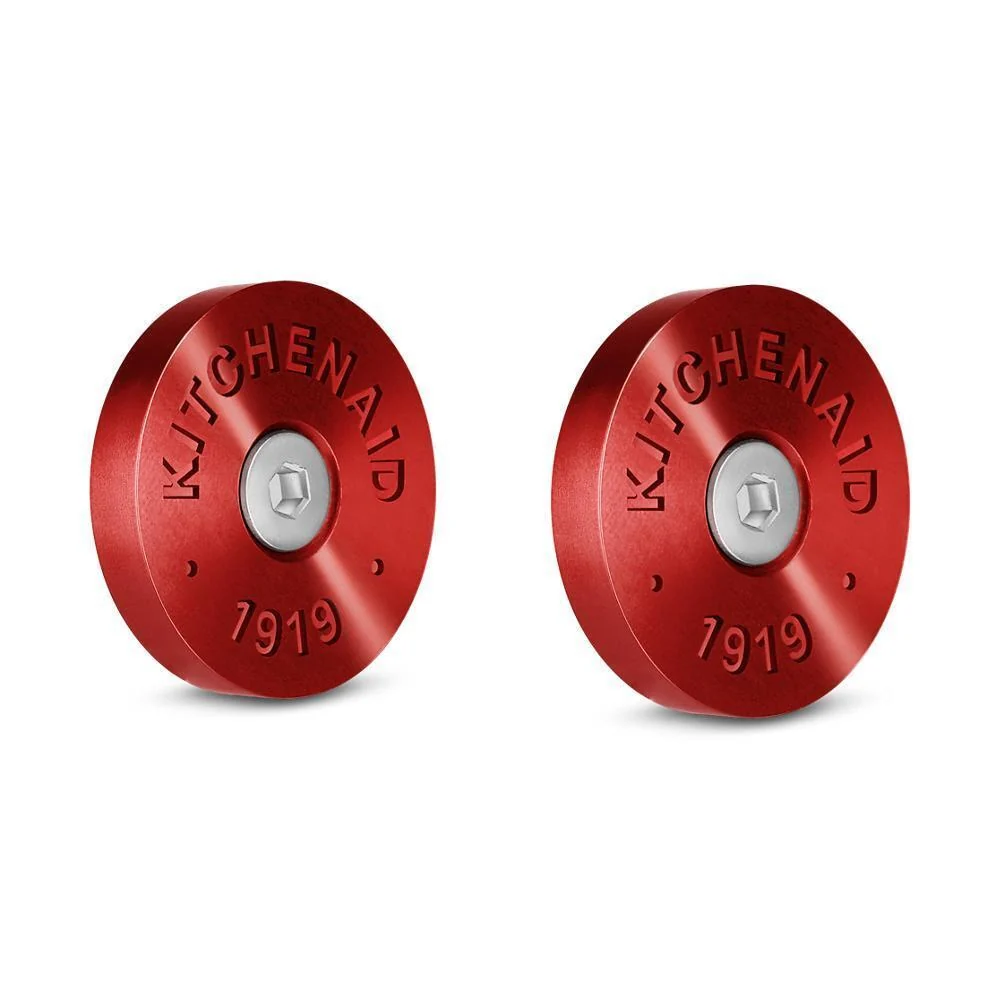 W11368841RE KitchenAid Commercial-Style Range Handle Medallion Kit - Red (Includes Two Medallions, Screws, and One 1/8-IN Hex Wrench)