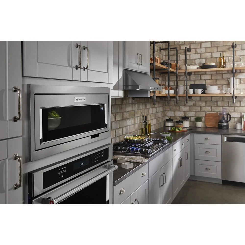 Kitchenaid W11451314 Built-In Low Profile Microwave Slim Trim Kit with Pocket Handle, Stainless Steel, fits cut-out height 12" - Image 2