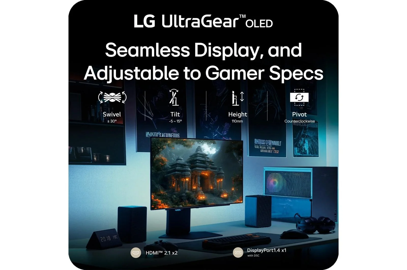 Lg 27GX700AB 27 Inch UltraGear™ OLED QHD 280Hz 0.03ms G-Sync® Compatible Gaming Monitor - Image 12