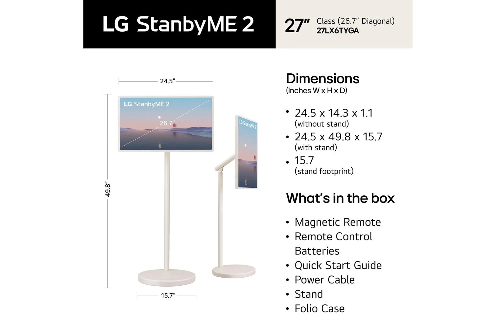 Lg 27LX6TYGA StanbyME 2 27 Inch Portable Smart Touch Screen with 4hr Battery - Image 9