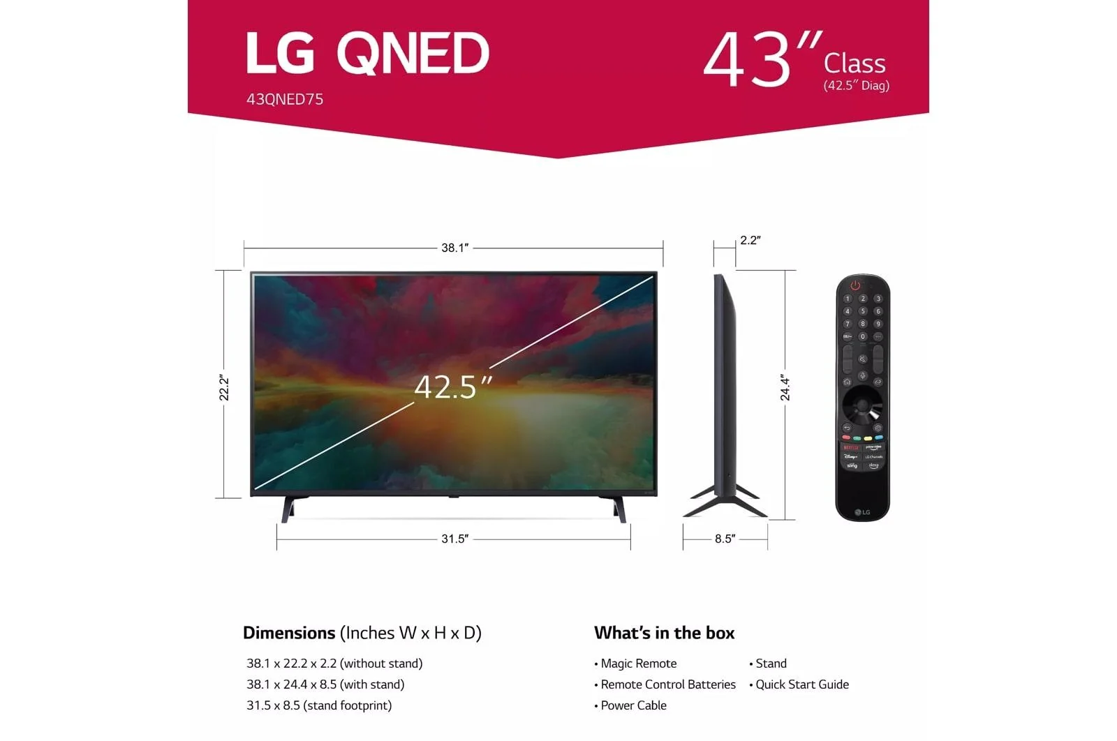 43QNED75URA LG 43 Inch Class QNED75 series LED 4K UHD Smart webOS 23 w/ ThinQ AI TV - Image 7