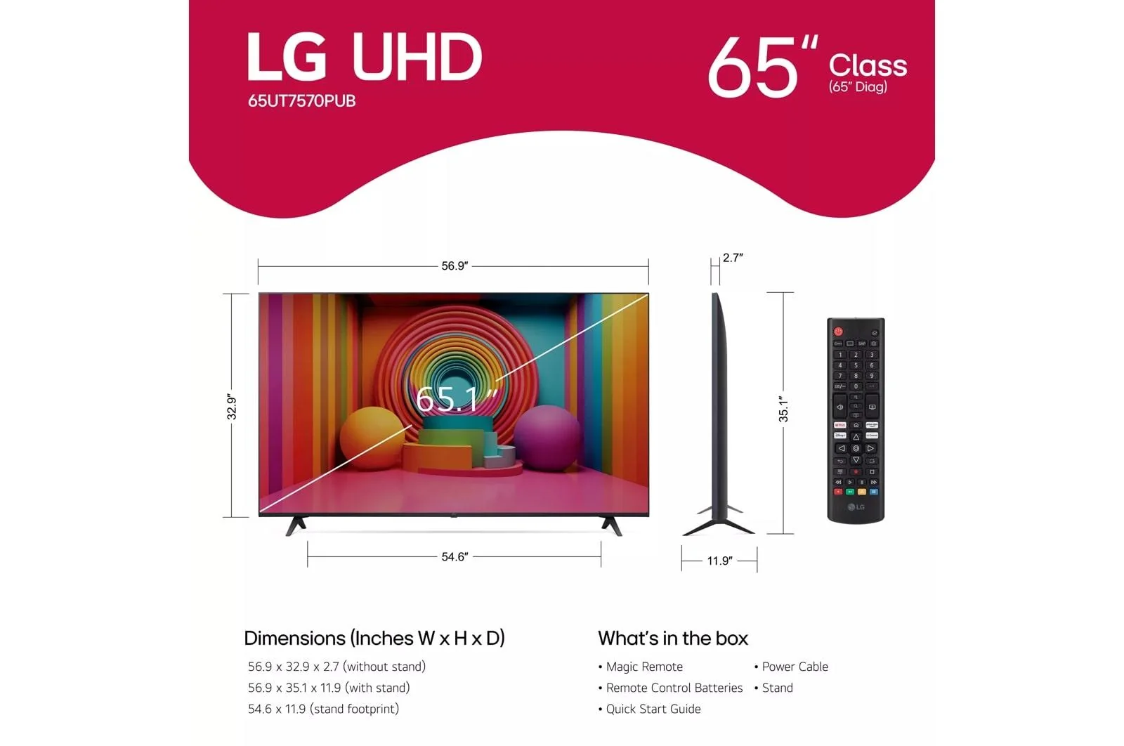 65UT7570PUB LG 65 Inch Class UHD Series 4K UHD TV with webOS 24 - Image 5
