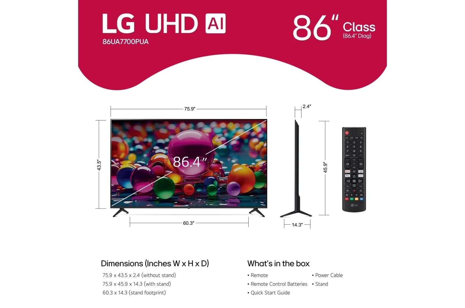 Lg 86UA7700PUA 86 Inch Class LG UHD AI UA77 4K Smart TV 2025 - Image 12