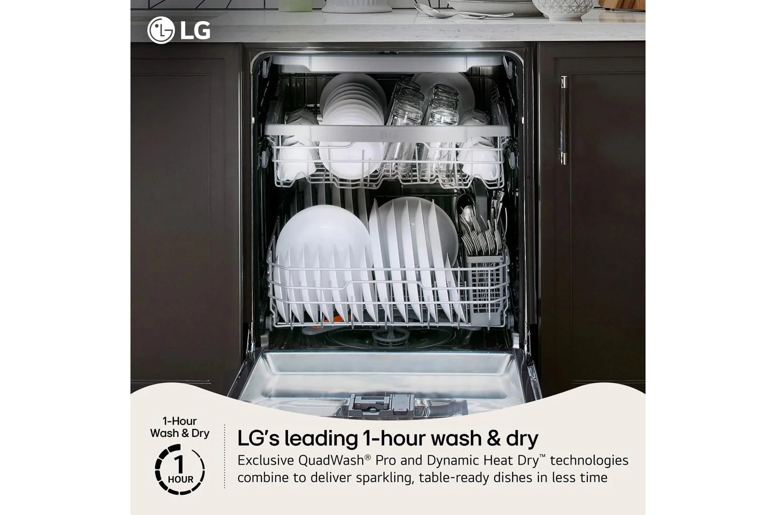 Lg LDNPH753D Smart FlushFit™ Top Control Dishwasher with 1-Hour Wash & Dry, QuadWash® Pro, TrueSteam® and Dynamic Heat Dry™ w/AutoVent Dry™ - Image 4