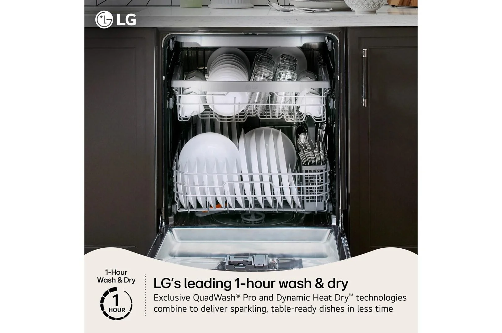 Lg LDNTM545S Smart FlushFit™ Top Control Dishwasher with 1-Hour Wash & Dry, QuadWash® Pro, and Dynamic Heat Dry™ w/AutoVent Dry™ - Image 5