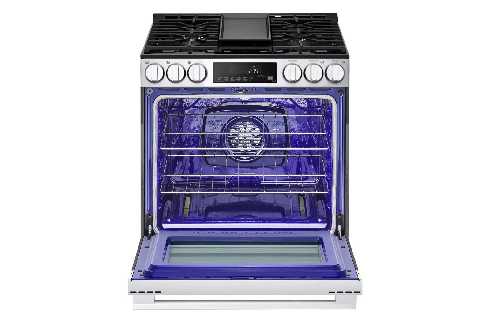 Lg LSGL5833X 5.8 cu.ft. Smart Gas Single Oven Slide-in Range, Air Fry, Fan Convection, EasyClean®, Self Clean, ThinQ®, Printproof® Stainless Steel - New Handle - Image 3